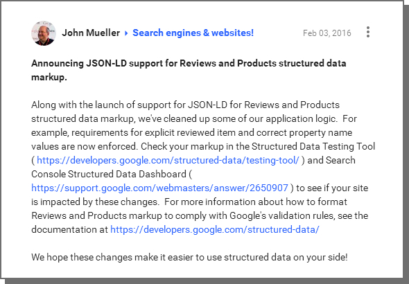 Soporte de JSON-LD para marcado de datos estructurados