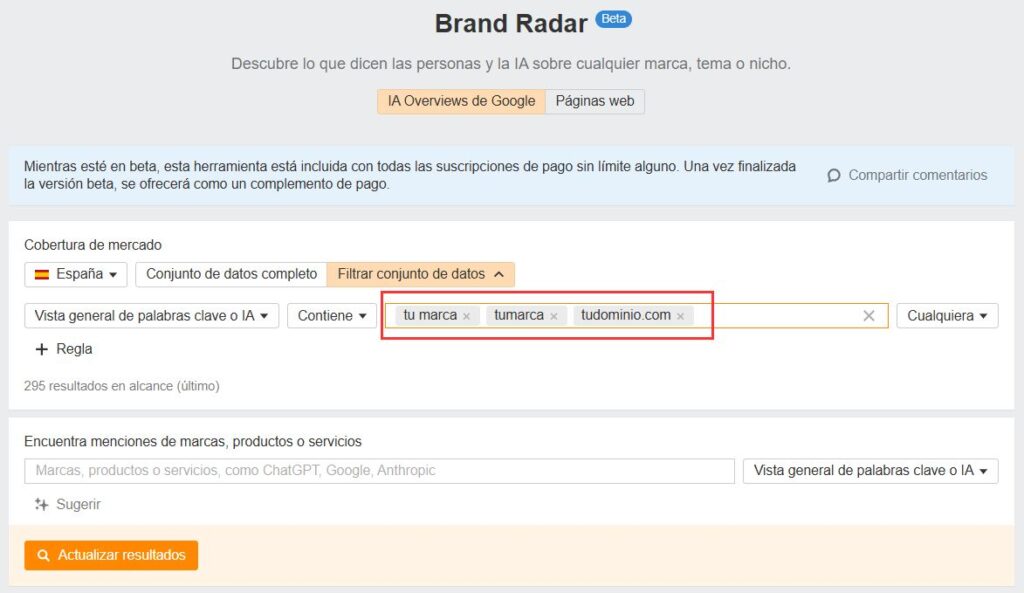 Ahrefs Brand Radar
